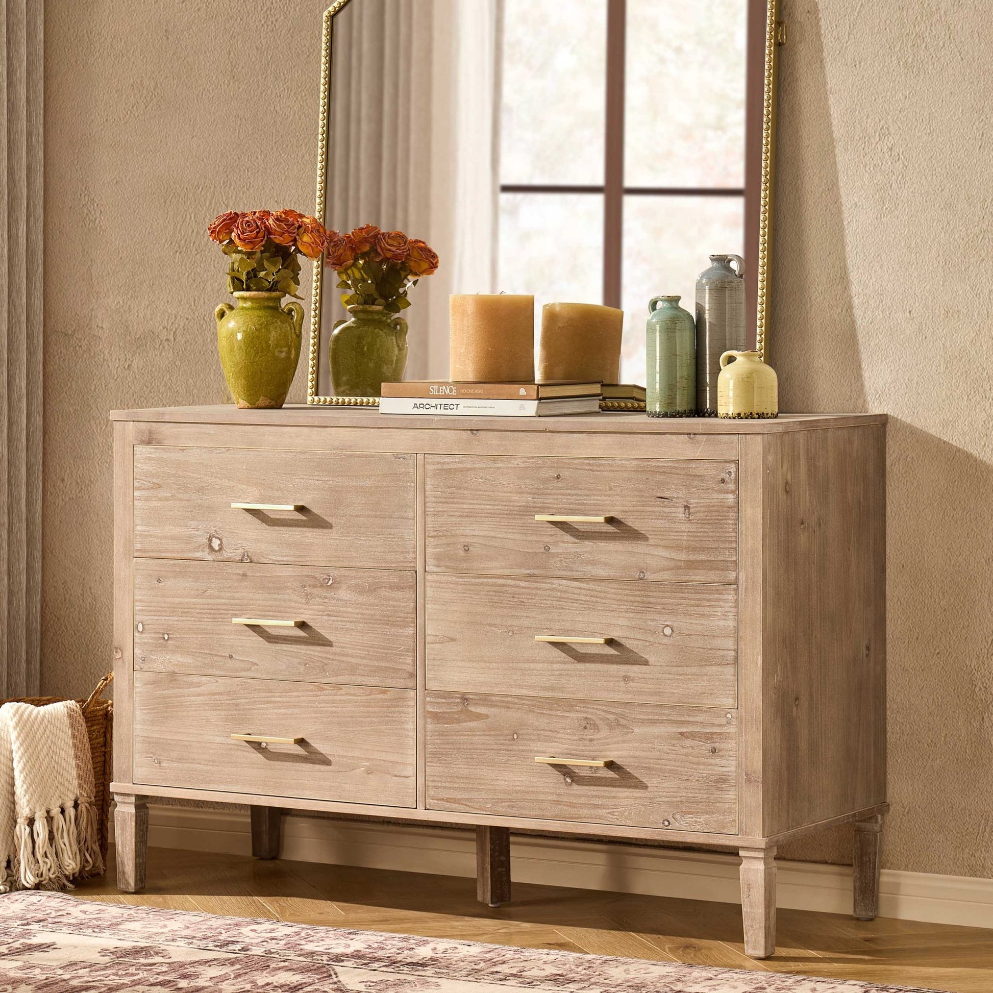 Sienna 6 Drawer Chest - Washed Wood - DUSK