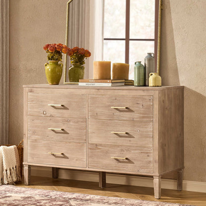 Sienna 6 Drawer Chest - Washed Wood - DUSK