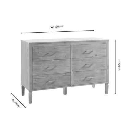 Sienna 6 Drawer Chest - Washed Wood - DUSK