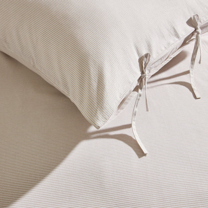 Sigrid Yarn Dyed Stripe Duvet Cover & Pillowcase Set - Natural - DUSK