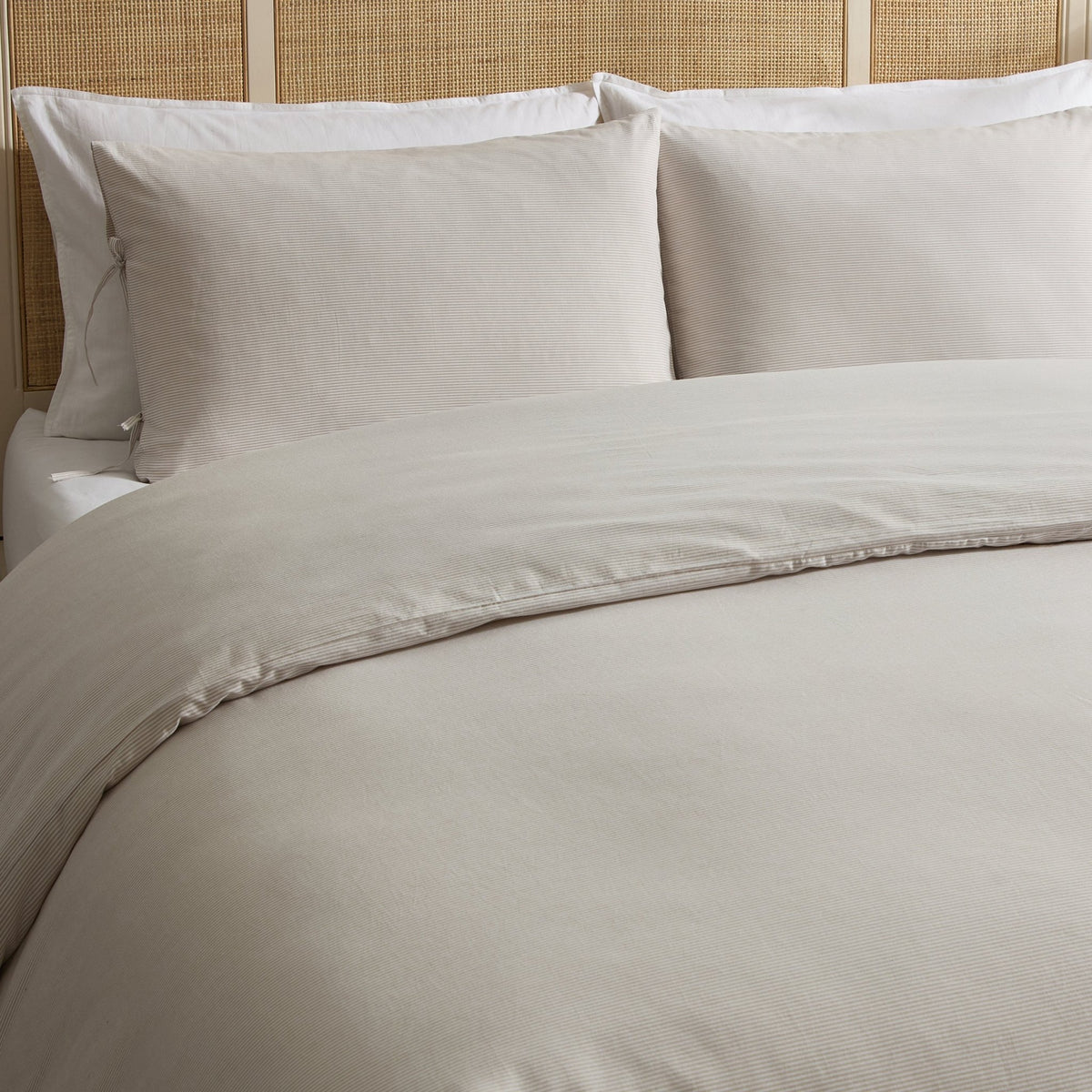 Sigrid Yarn Dyed Stripe Duvet Cover & Pillowcase Set - Natural - DUSK
