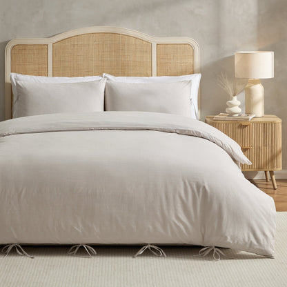 Sigrid Yarn Dyed Stripe Duvet Cover & Pillowcase Set - Natural - DUSK