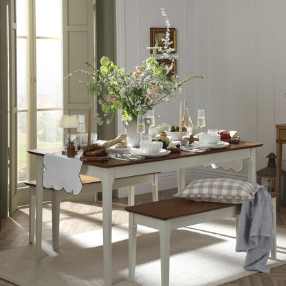 Simone Scallop Edge Table Runner - Off White/Olive - DUSK