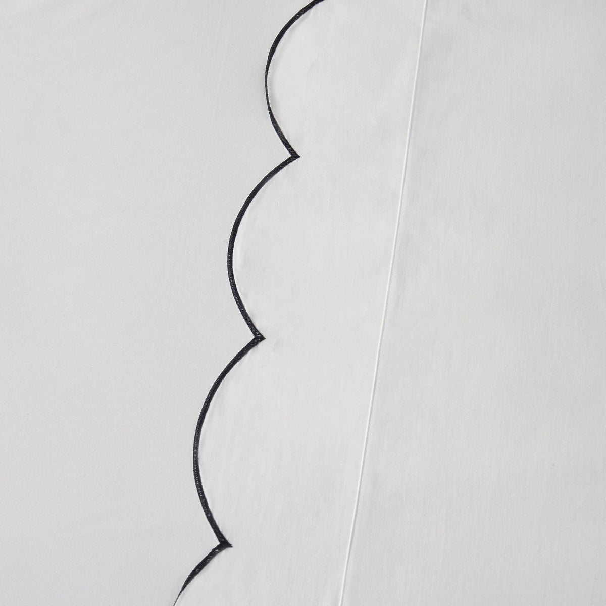 Simone Scallop Embroidered Edge Flat Sheet - Off White/Black - DUSK