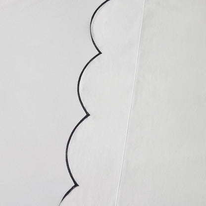 Simone Scallop Embroidered Edge Flat Sheet - Off White/Black - DUSK
