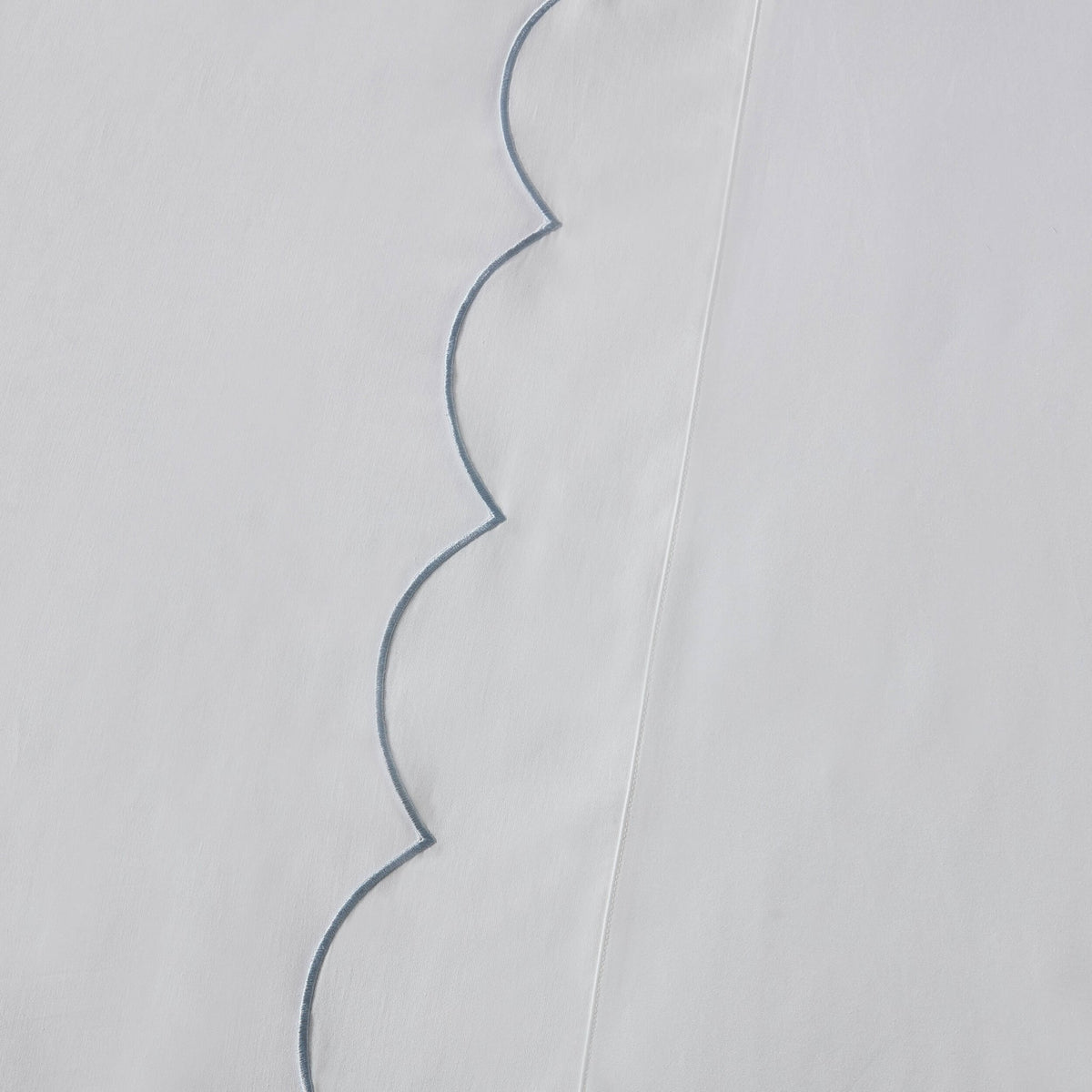 Simone Scallop Embroidered Edge Flat Sheet - White/Blue - DUSK