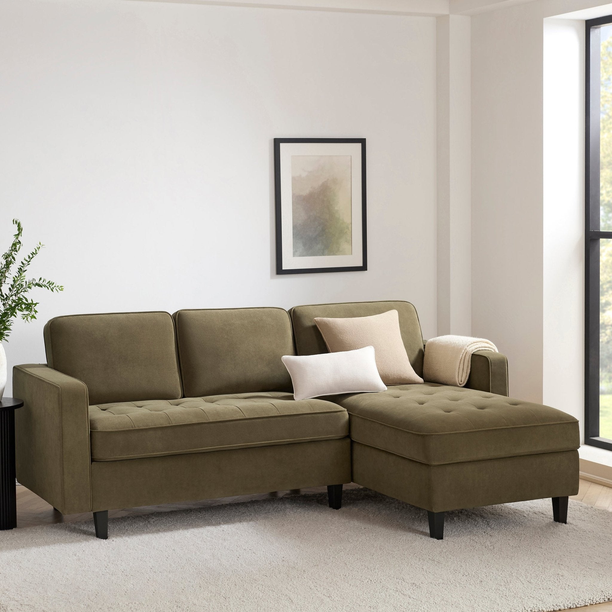 Sloane Left Hand Storage Chaise Sofa - Olive – DUSK