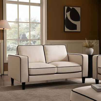 Soho 2 Seater Sofa - Cream Linen/Black - DUSK