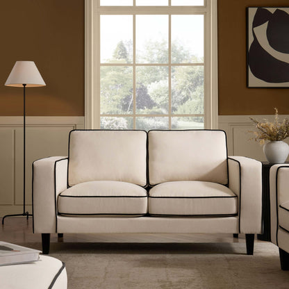 Soho 2 Seater Sofa - Cream Linen/Black - DUSK