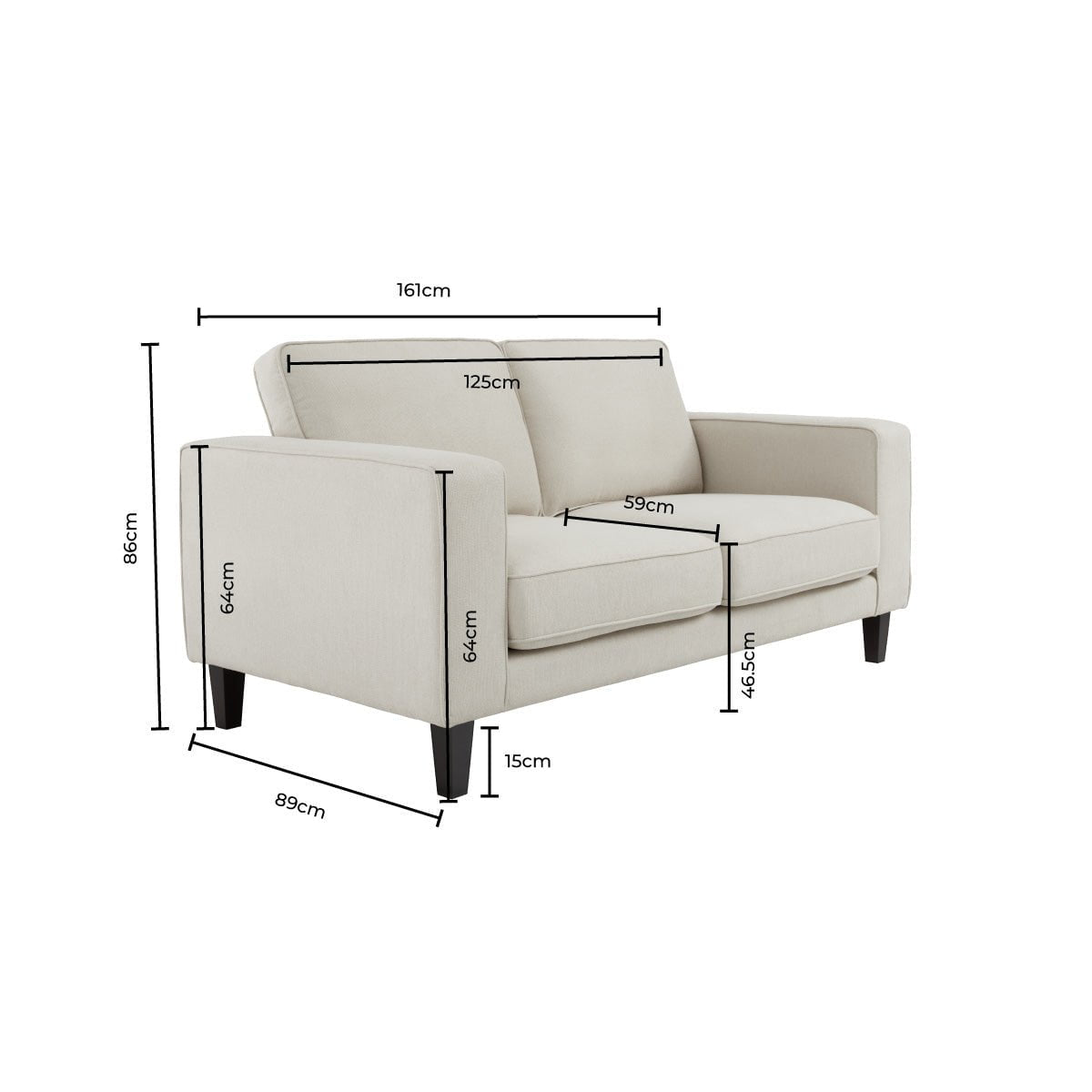 Soho 2 Seater Sofa - Ink - DUSK