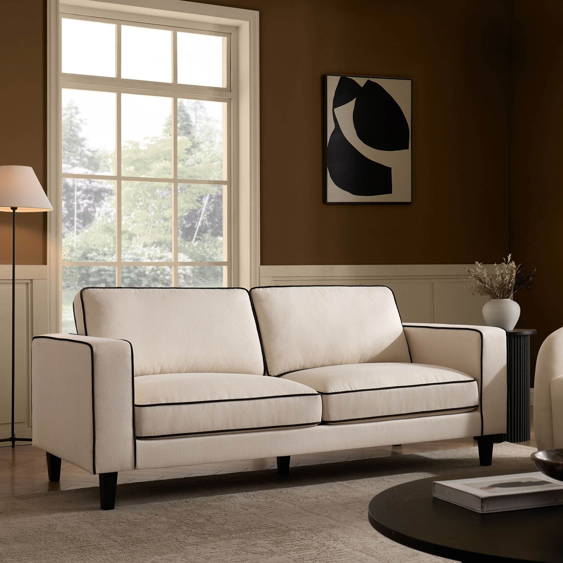 Soho 3 Seater Sofa - Cream Linen/Black - DUSK