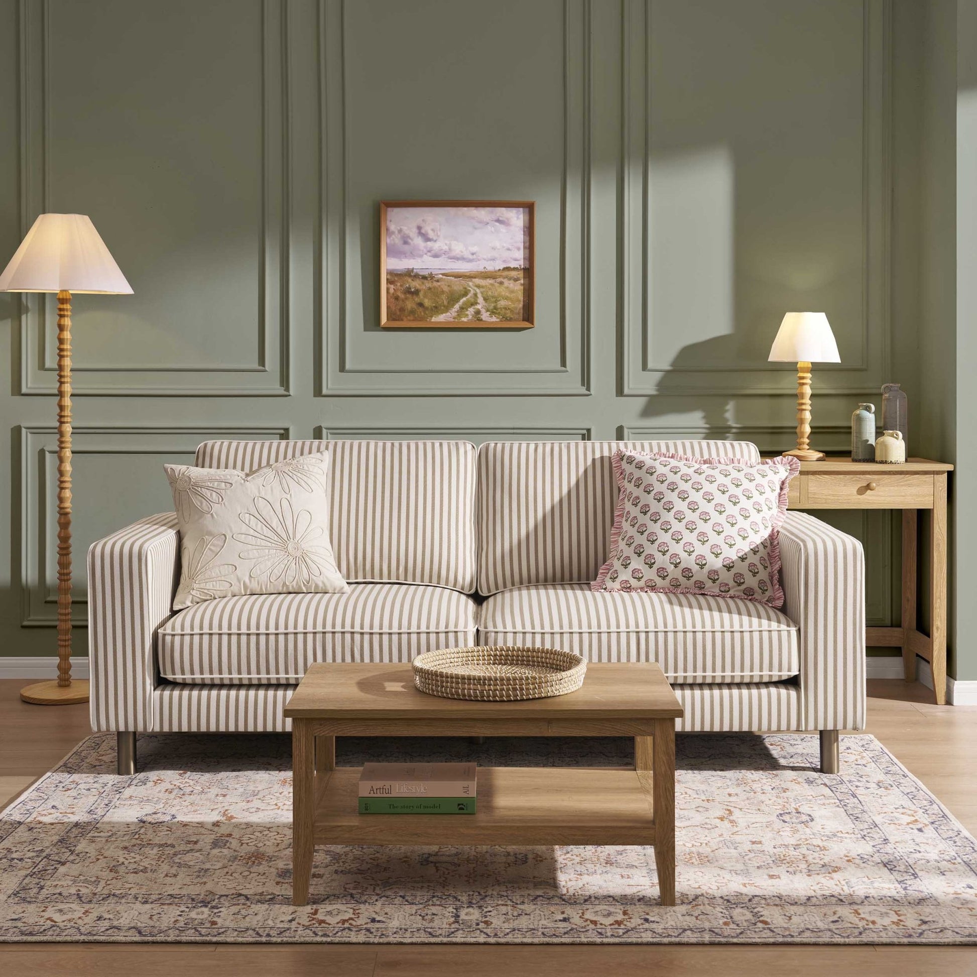 Soho 3 Seater Sofa - Sand Stripe - DUSK