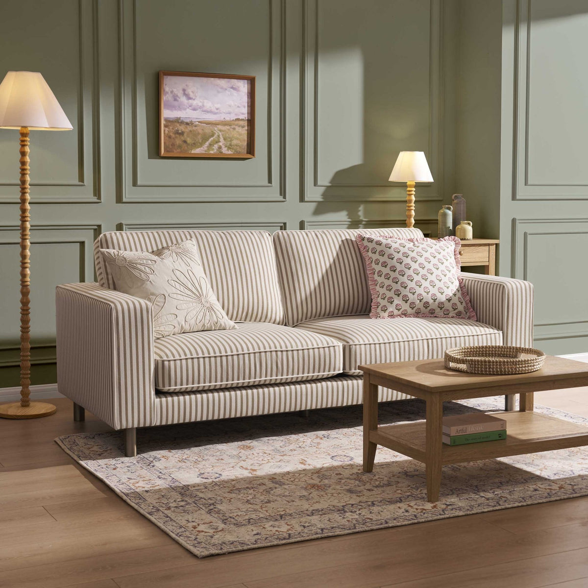 Soho 3 Seater Sofa - Sand Stripe - DUSK