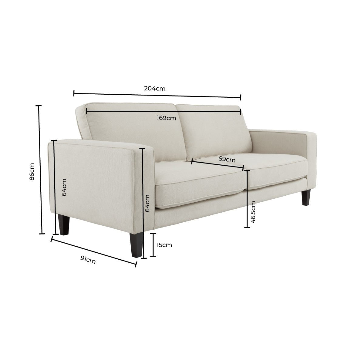 Soho 3 Seater Sofa - Sand Stripe - DUSK