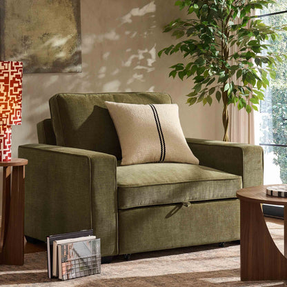 Soho Chair Bed - Chenille Olive - DUSK