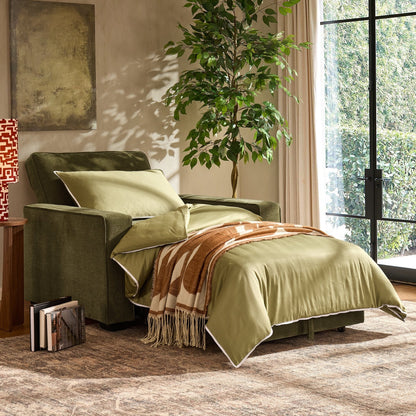 Soho Chair Bed - Chenille Olive - DUSK