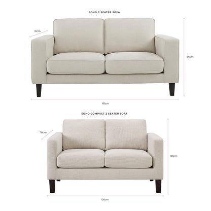 Soho Compact 2 Seater Sofa - Beige - DUSK
