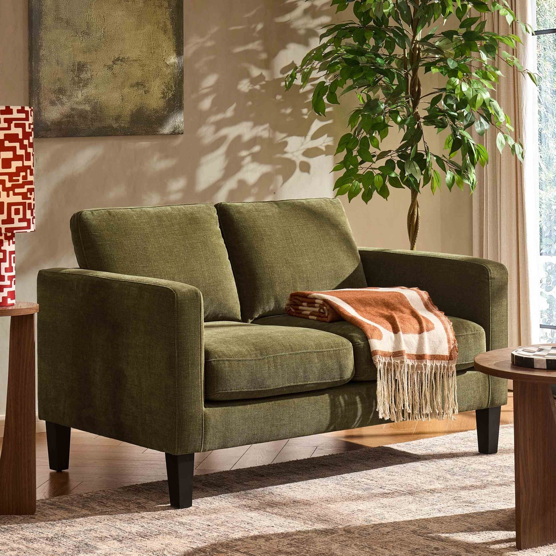 Soho Compact 2 Seater Sofa - Chenille Olive - DUSK