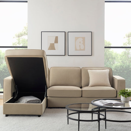 Soho Left Hand Chaise Storage Sofa - Sand - DUSK