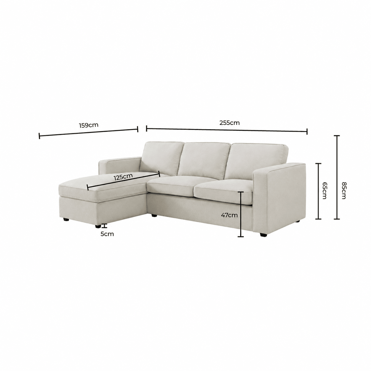 Soho Left Hand Storage Chaise Sofa - Beige - DUSK