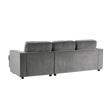 Soho Left Hand Storage Chaise Sofa - Grey - DUSK
