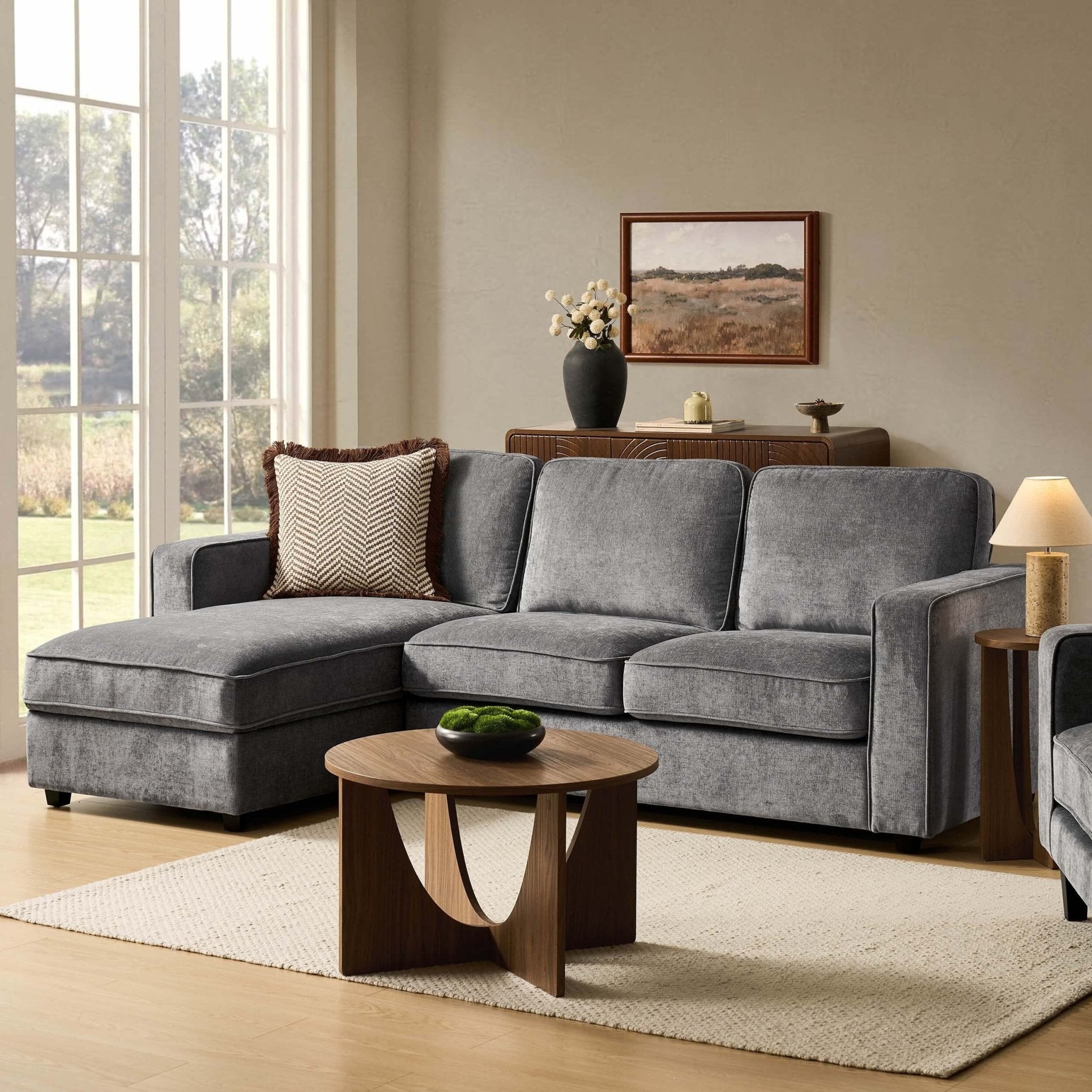 Soho Left Hand Storage Chaise Sofa - Grey - DUSK