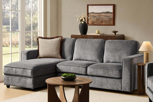 Soho Left Hand Storage Chaise Sofa - Grey - DUSK