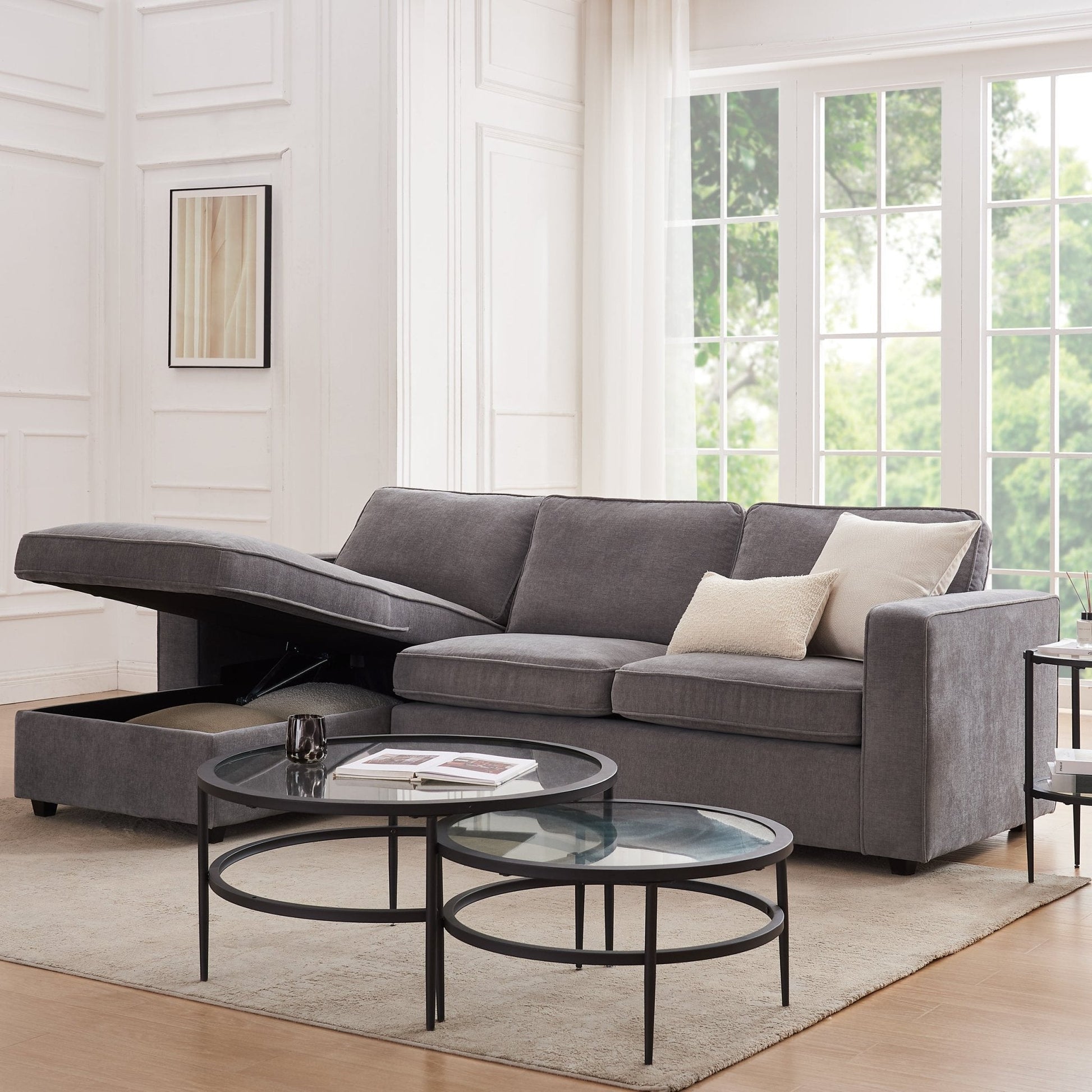 Soho Left Hand Storage Chaise Sofa - Grey - DUSK