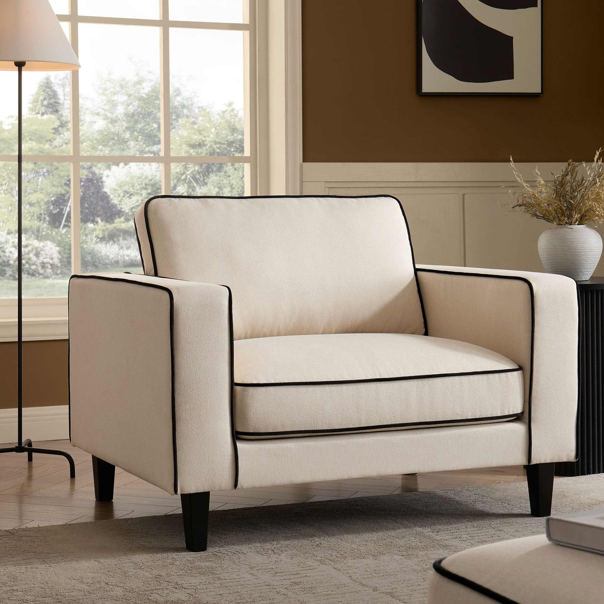 Soho Loveseat - Cream Linen/Black - DUSK