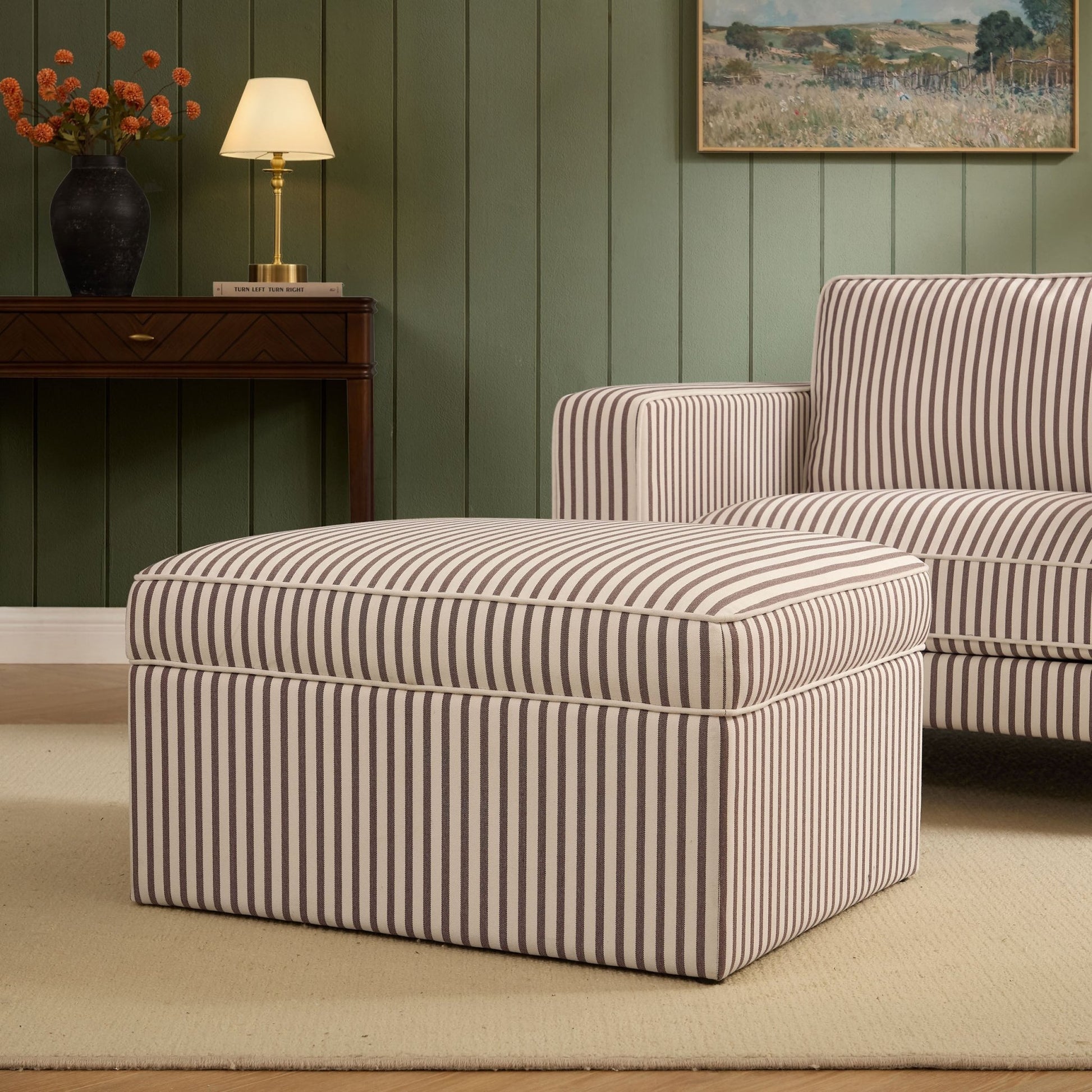 Soho Ottoman Storage Pouffe - Chocolate Stripe - DUSK