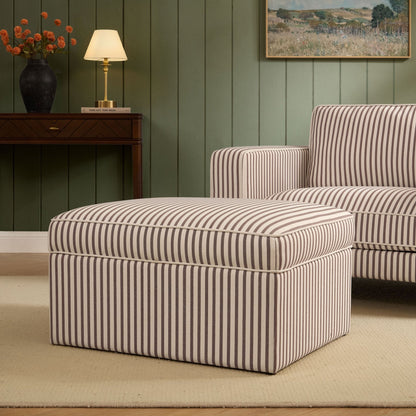 Soho Ottoman Storage Pouffe - Chocolate Stripe - DUSK