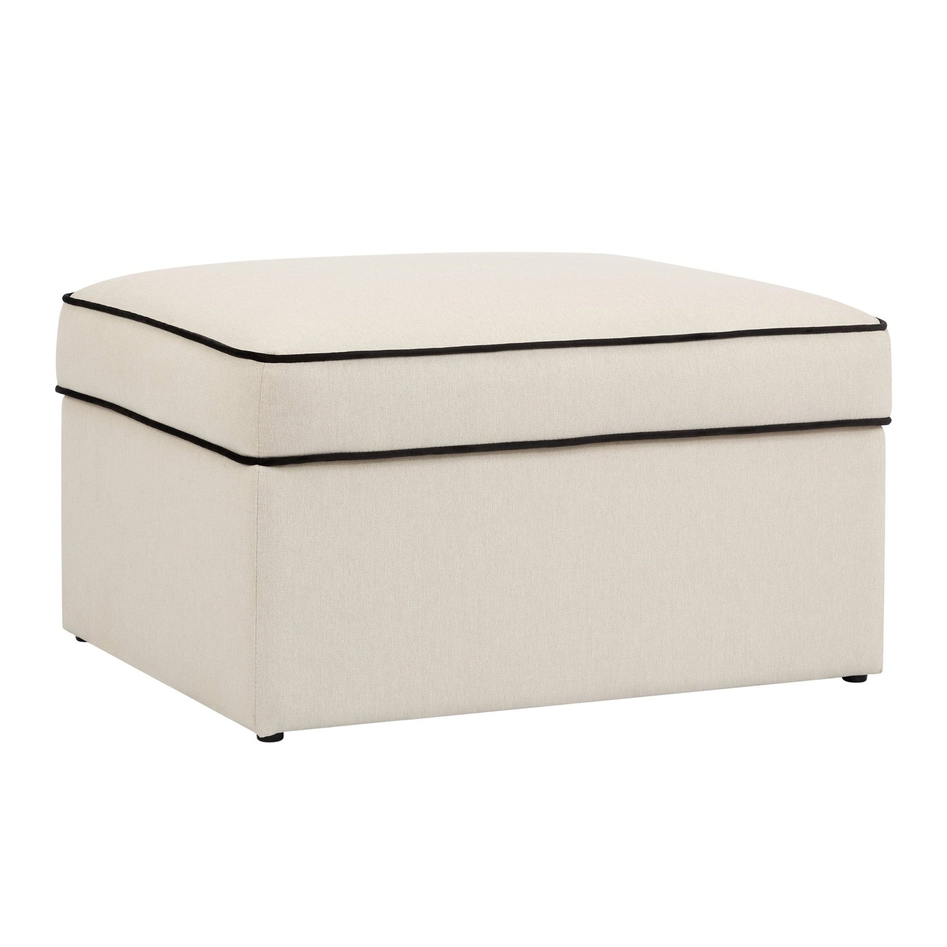 Soho Ottoman Storage Pouffe - Cream Linen/Black - DUSK