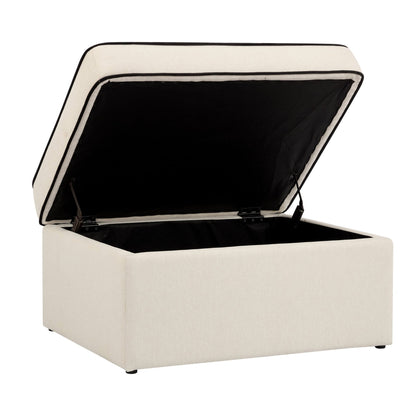 Soho Ottoman Storage Pouffe - Cream Linen/Black - DUSK