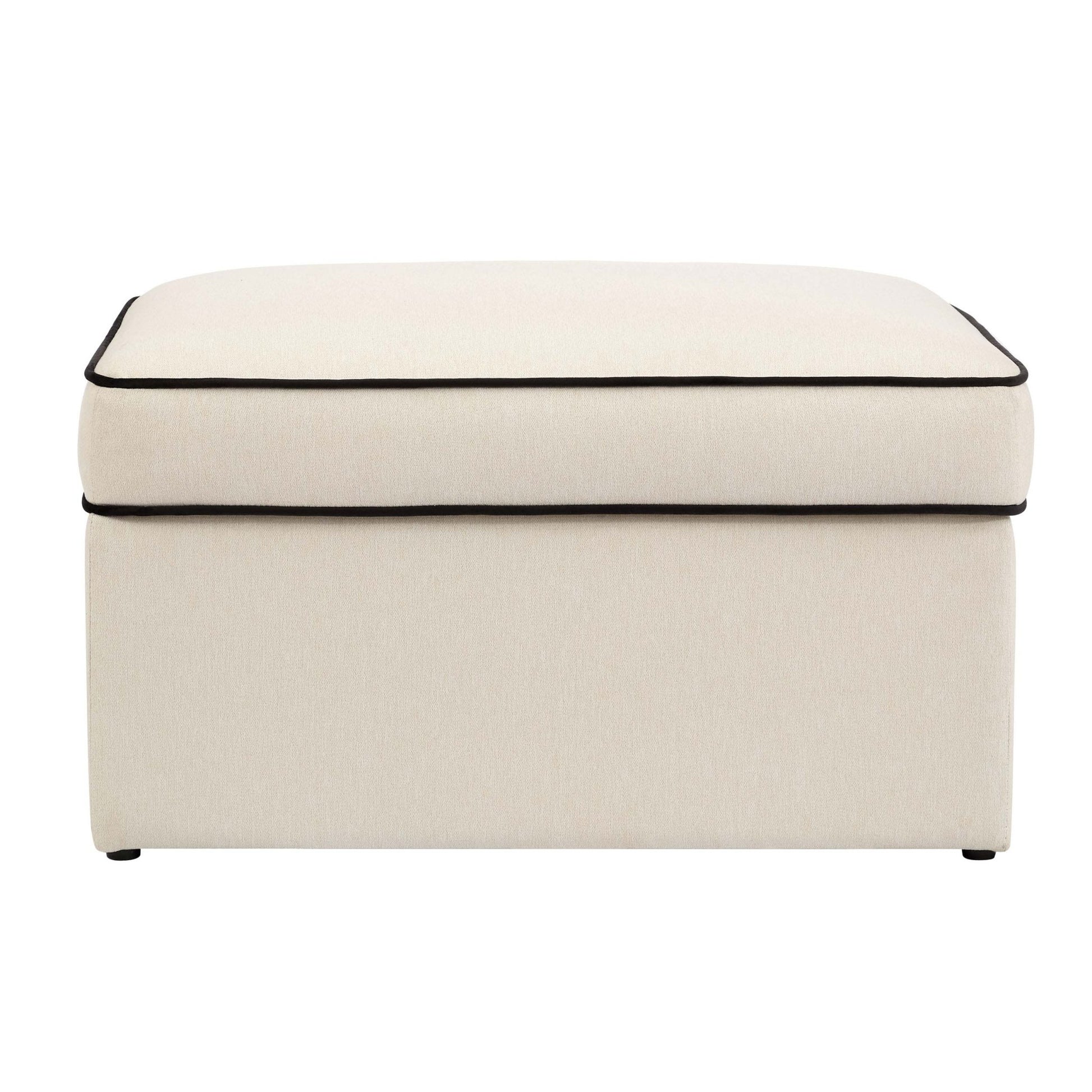 Soho Ottoman Storage Pouffe - Cream Linen/Black - DUSK