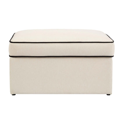 Soho Ottoman Storage Pouffe - Cream Linen/Black - DUSK