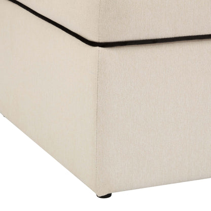 Soho Ottoman Storage Pouffe - Cream Linen/Black - DUSK