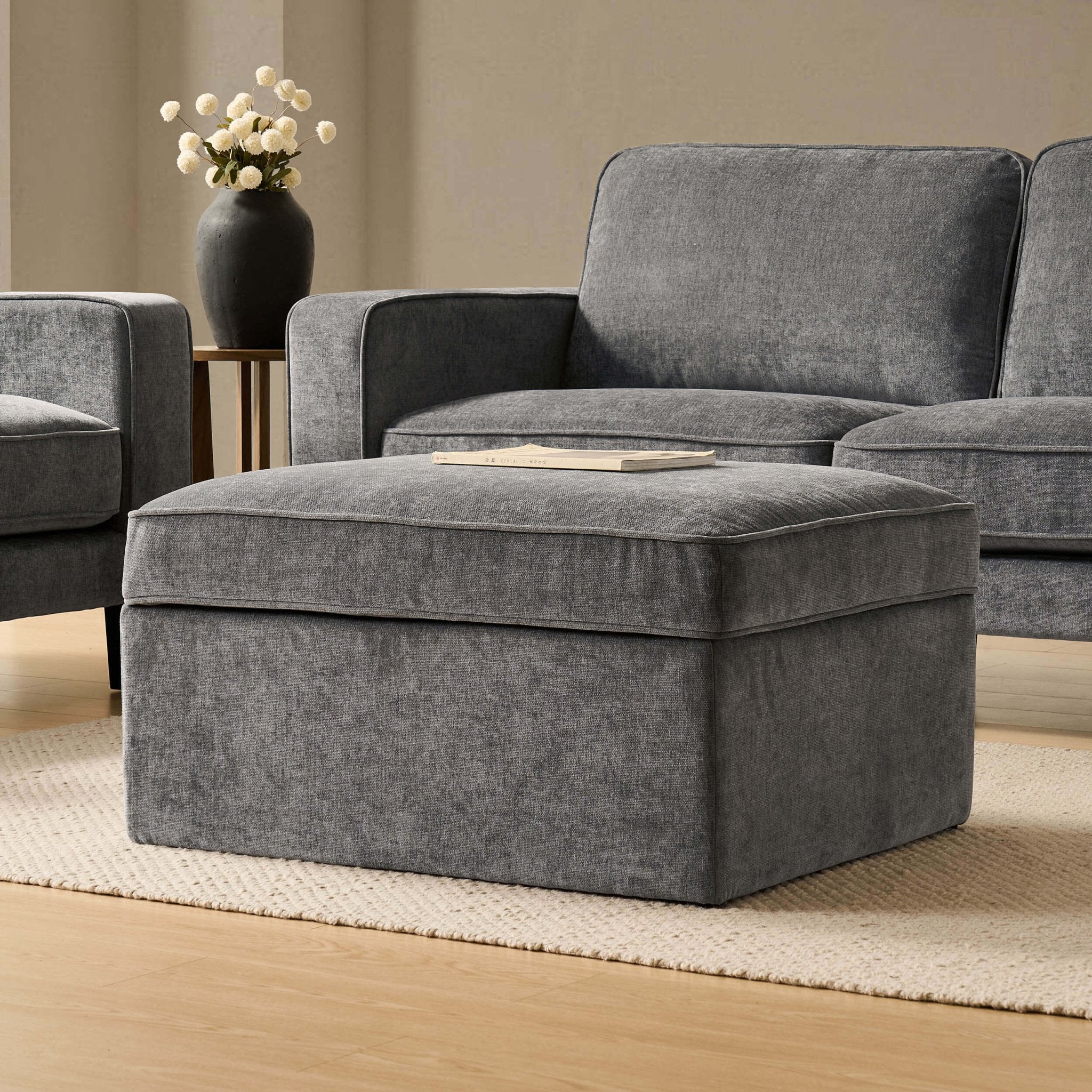 Soho Ottoman Storage Pouffe - Grey - DUSK