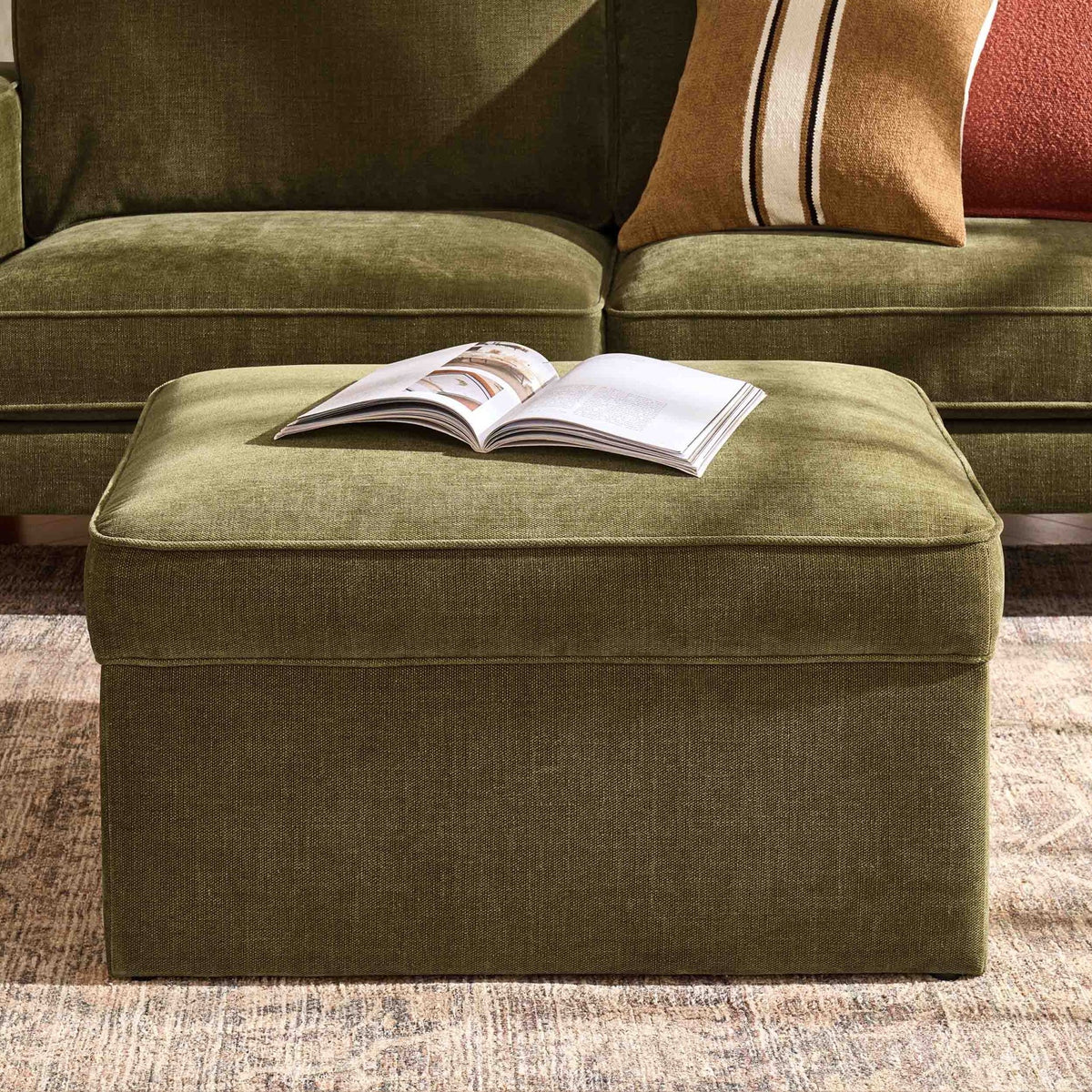 Soho Pouffe Chenille Olive - DUSK