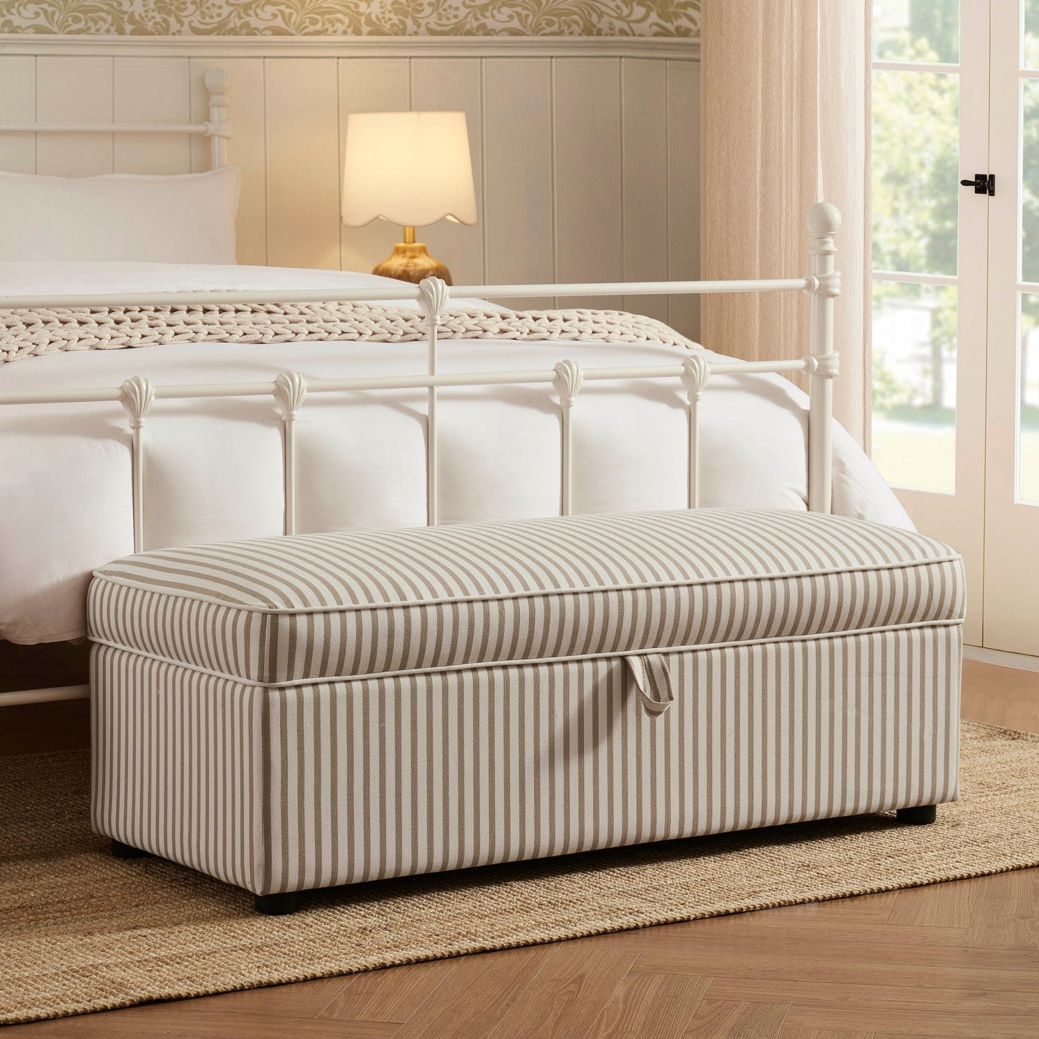 Soho Rectangle Ottoman Storage - Sand Stripe - DUSK