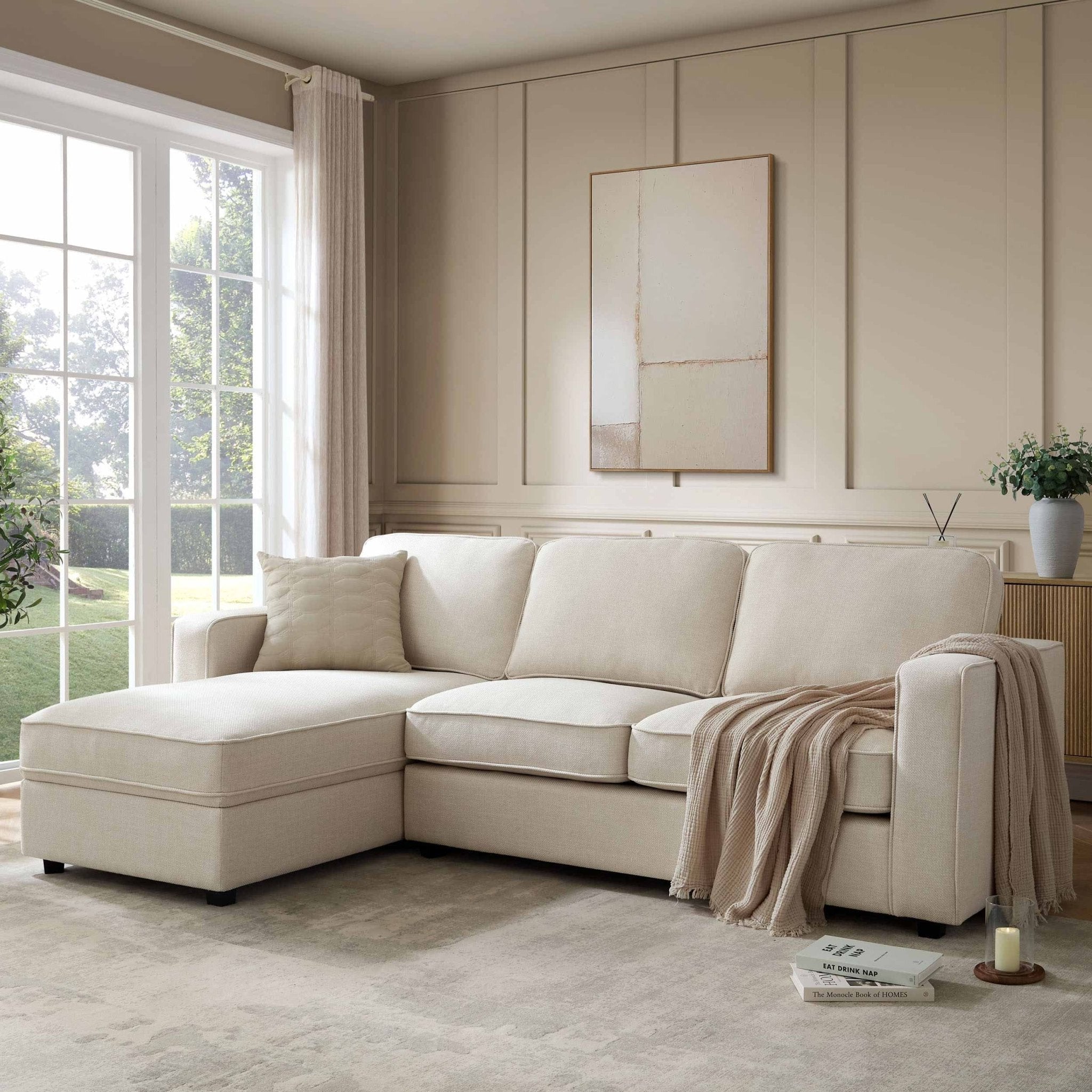 Soho Left Hand Storage Chaise Sofa - Beige – DUSK