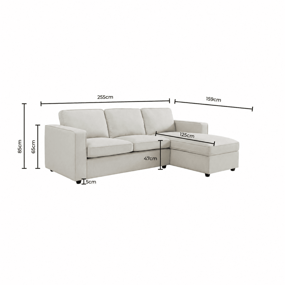 Soho Right Hand Storage Chaise Sofa - Beige - DUSK