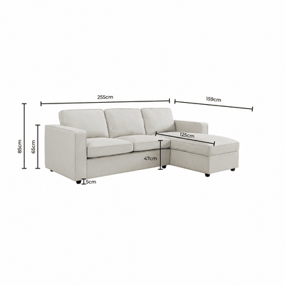 Soho Right Hand Storage Chaise Sofa - Beige - DUSK