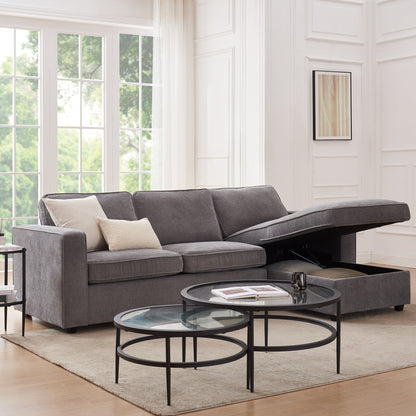 Soho Right Hand Storage Chaise Sofa - Grey - DUSK