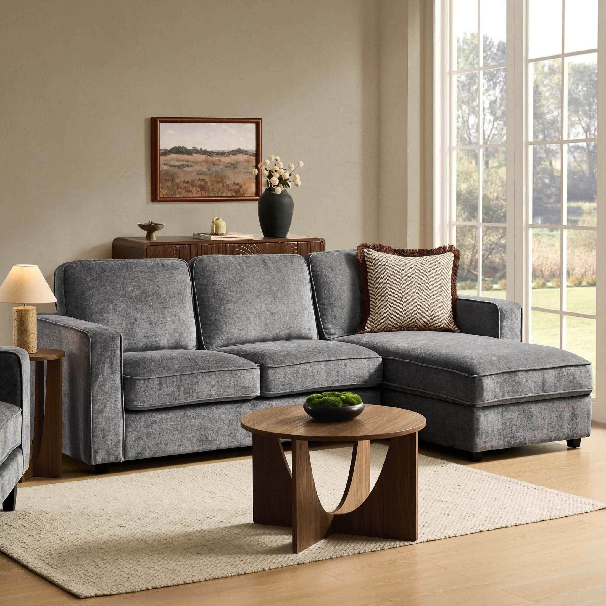 Soho Right Hand Storage Chaise Sofa - Grey - DUSK