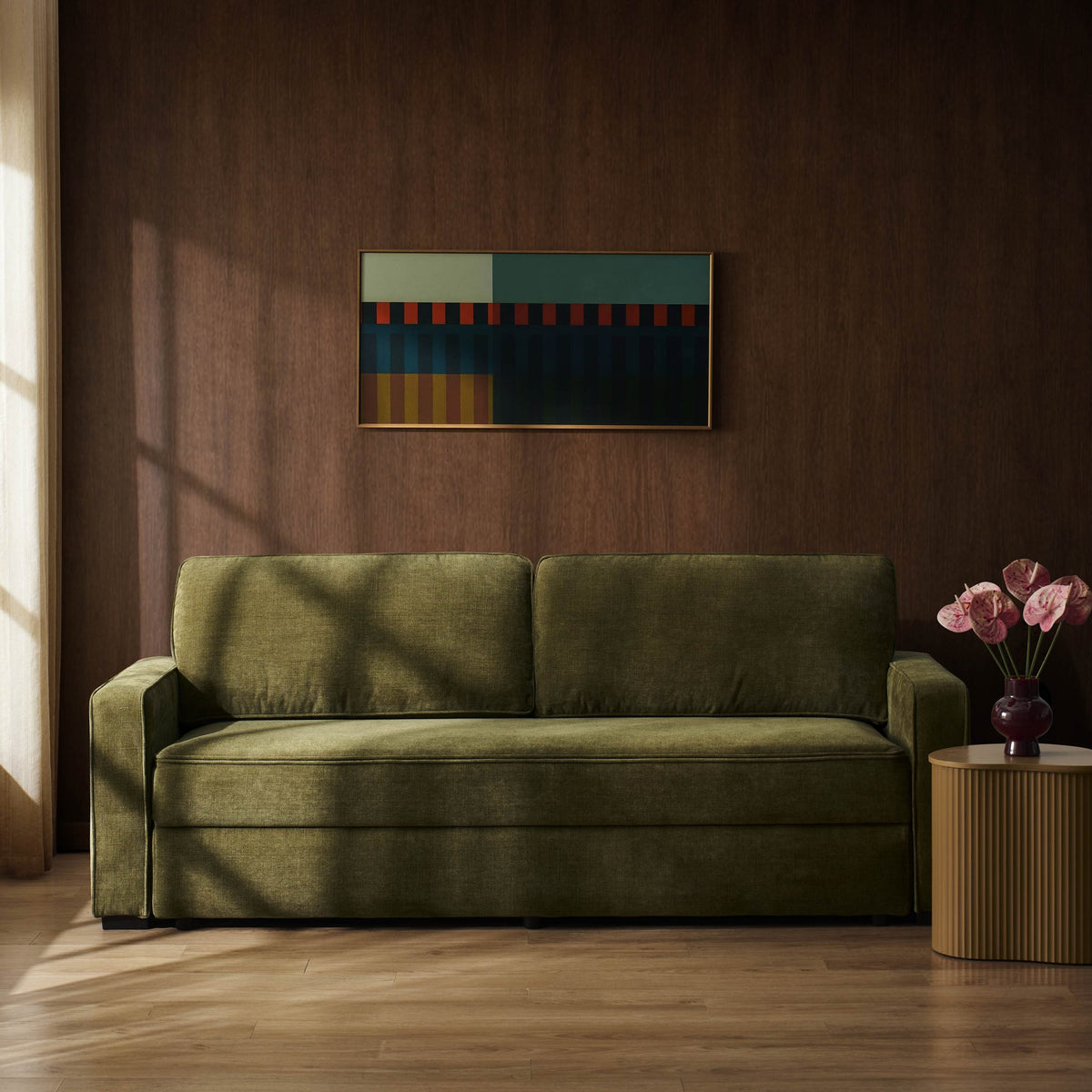 Soho Sofa Bed - Chenille Olive - DUSK