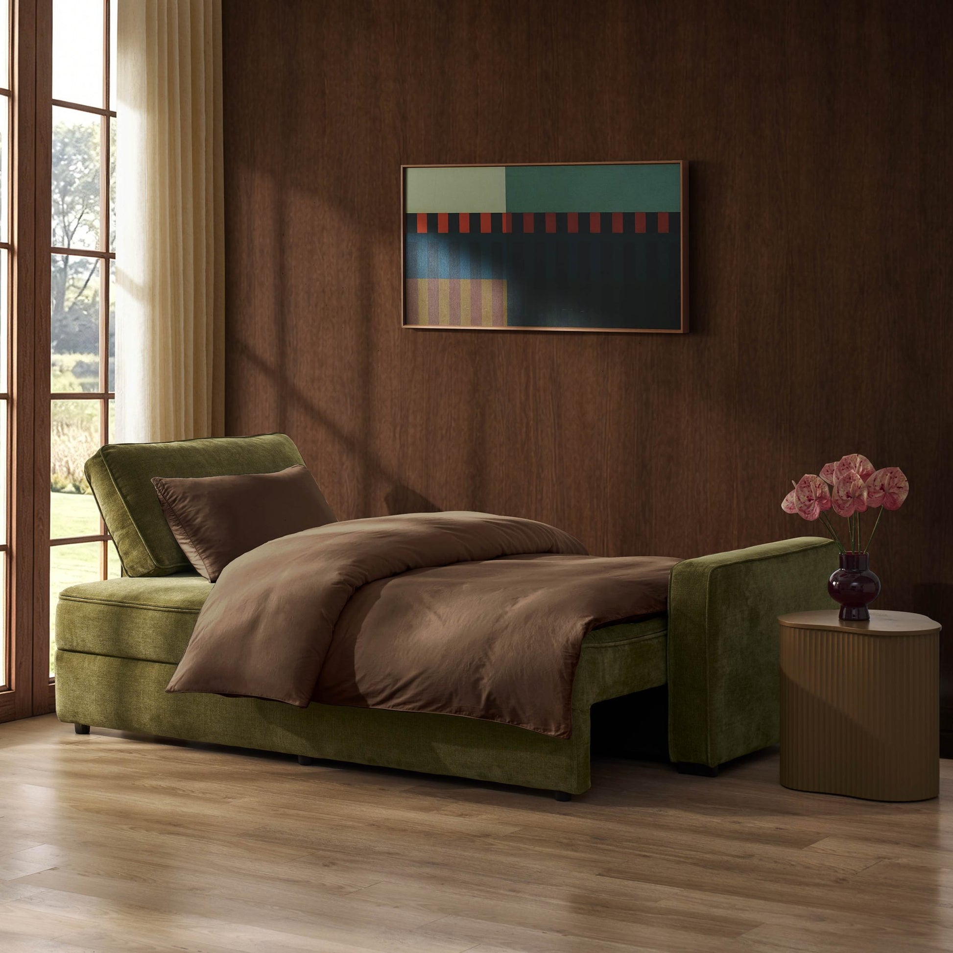 Soho Sofa Bed - Chenille Olive - DUSK