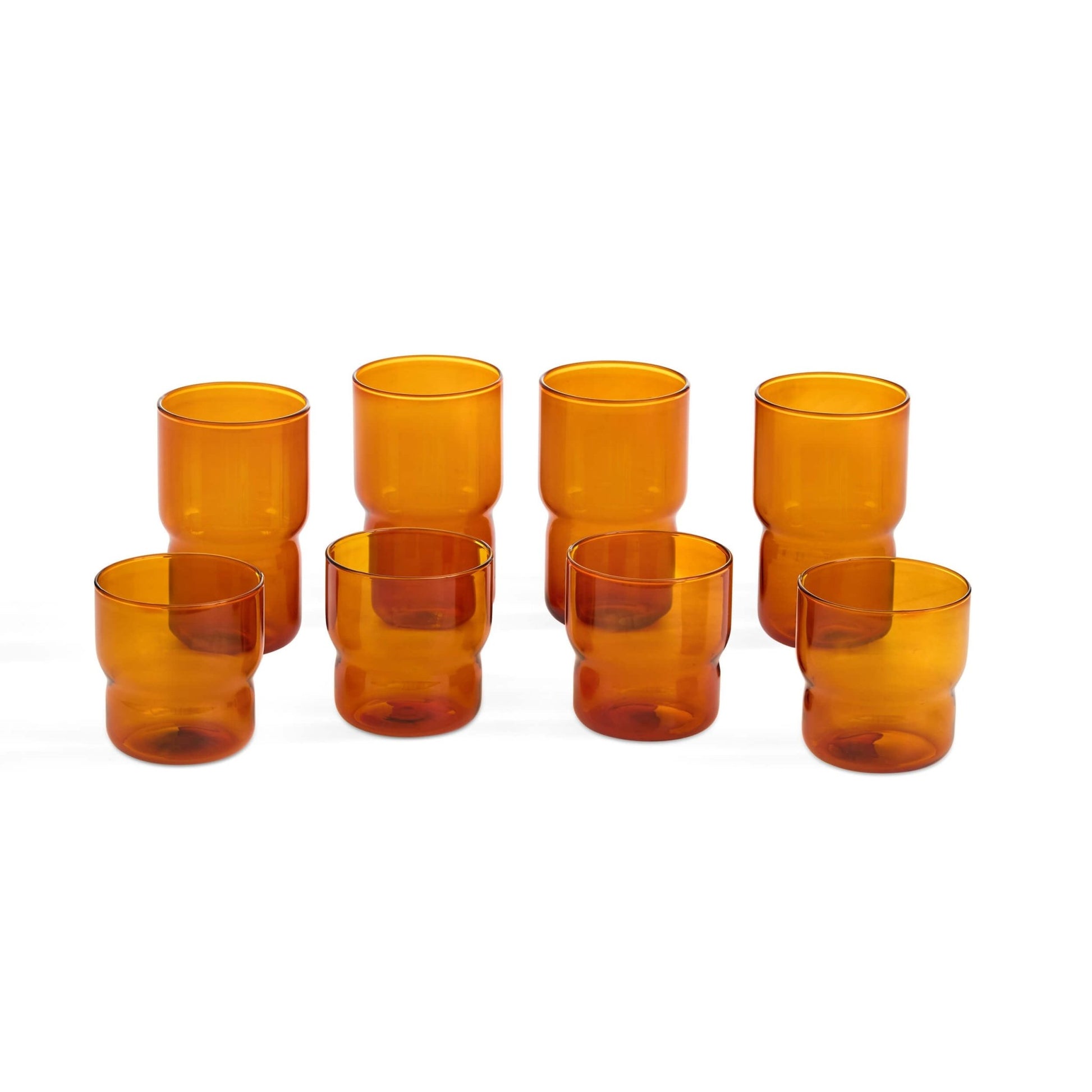 Sonne Colour Glass Stackable 8 Piece Tumbler and Highball Set - Amber - DUSK