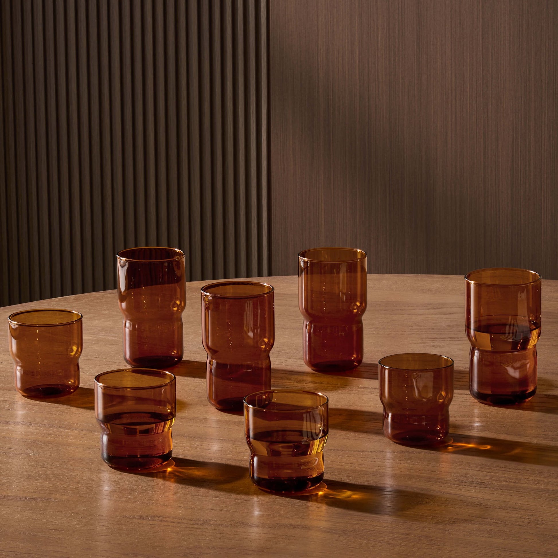Sonne Colour Glass Stackable 8 Piece Tumbler and Highball Set - Amber - DUSK