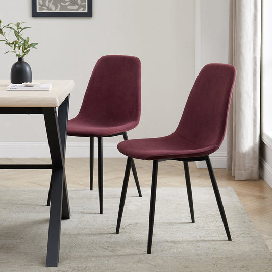 Sophia Set of 2 Dining Chairs - Velvet - Berry - DUSK