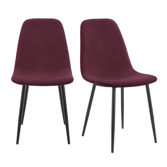 Sophia Set of 2 Dining Chairs - Velvet - Berry - DUSK